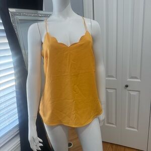 J. Crew Scalloped V-Neck Spaghetti Strap Camisole - Mustard